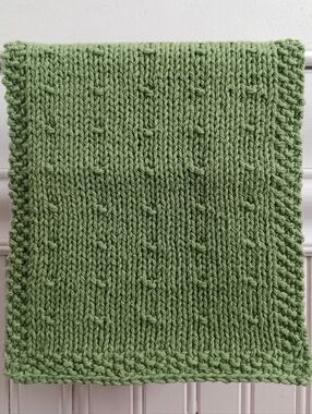 Hand Crafted Handknit Rosemary Green Cotton Dotted Design Fingertip Hand Towel